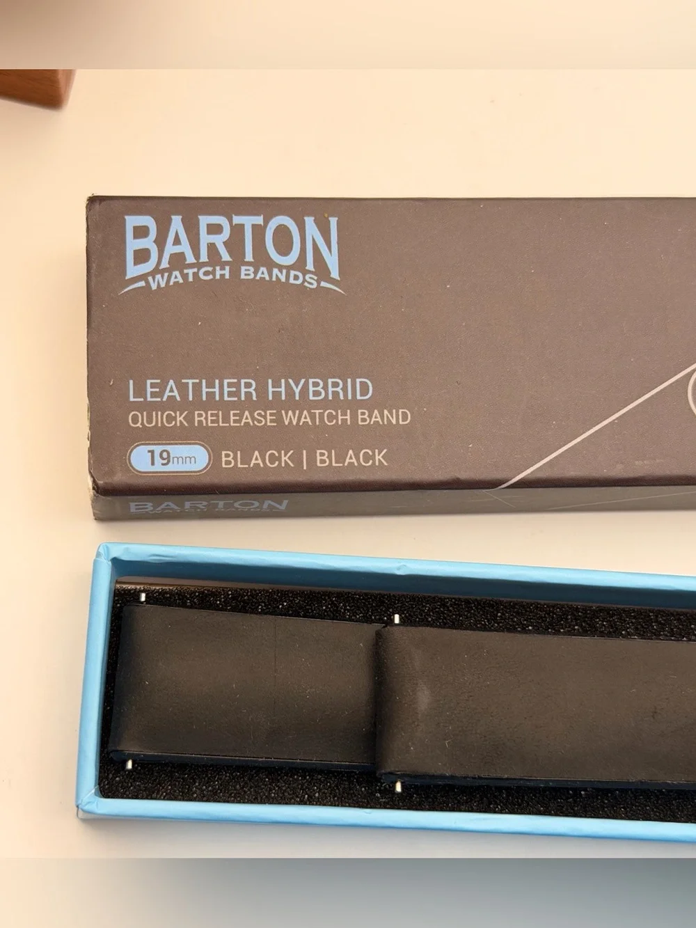 Barton Hybrid Leather Band, 19mm, black